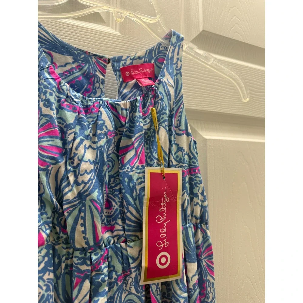 Lilly Pulitzer for Target My Fans Maxi Dress Blue Pink Girls Small 6 6X NWT
